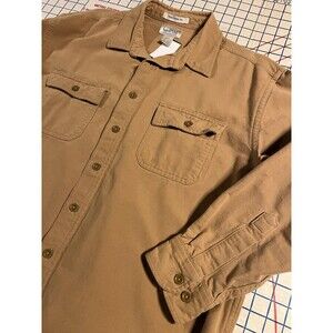 VINTAGE LL Bean Chamois Traditional Long Sleeve Shirt XL Tan 187923 Shacket VTG